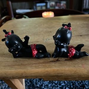 Vintage black Americana baby girls figurines approx 3” long